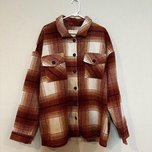 NWOT thread & supply brand women's button up flannel shacket 1X.